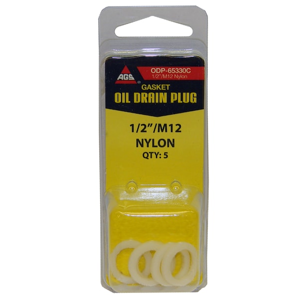 Ags Accufit Oil Drain Plug Gasket Nylon 1/2"/M12, 5 per Card , ODP